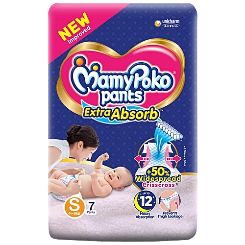mamypoko-pants-extra-absorb-diaper-small-size.webp Mamypoko Pants - Small Size, 7 pcs Pouch - Image 1