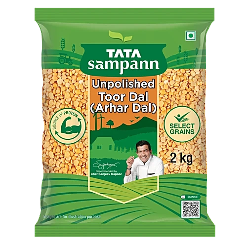 tata-sampann-unpolished-toorarhar-dal-rich-in-protein-loaded-with-nutrients.webp Tata Sampann Unpolished Toor Dal/Arhar Dal, 2 kg - Image 1